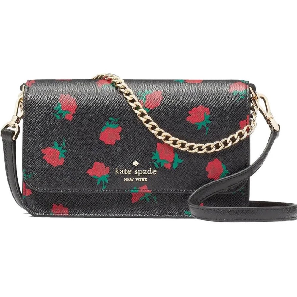 Kate Spade Black and Red Rose Crossbody Bag